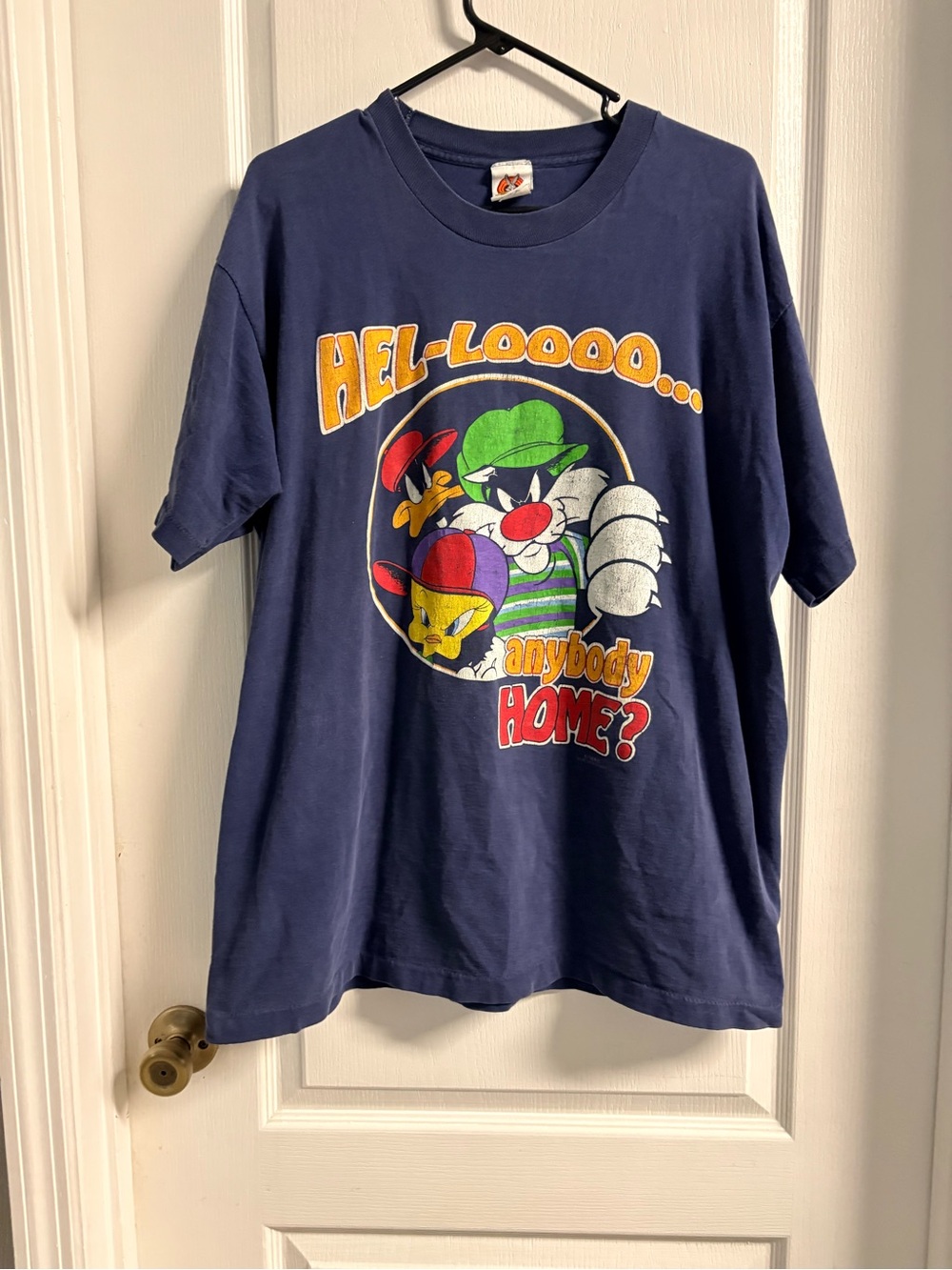 Warner Bros. Navy Short-Sleeve Tee with Colorful Cartoon Graphic